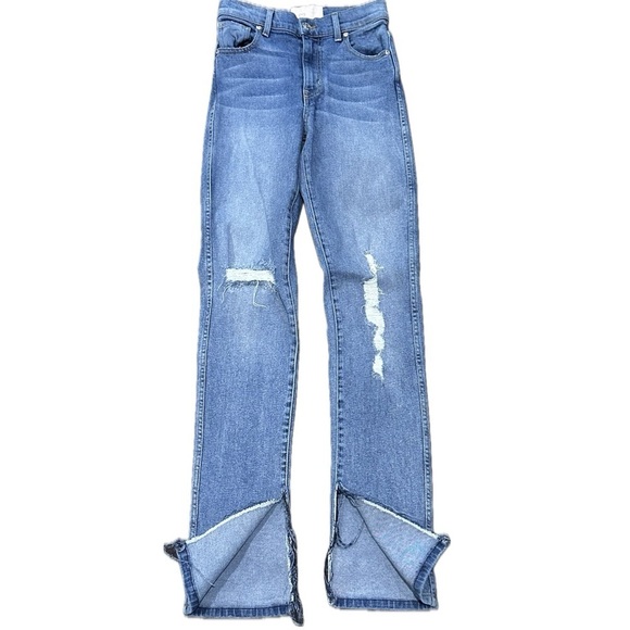 ππΊπΈβ REVICE High Rise Straight Leg Jeans | Distressed Flag Pocket Womenβs 24 - Picture 1 of 5